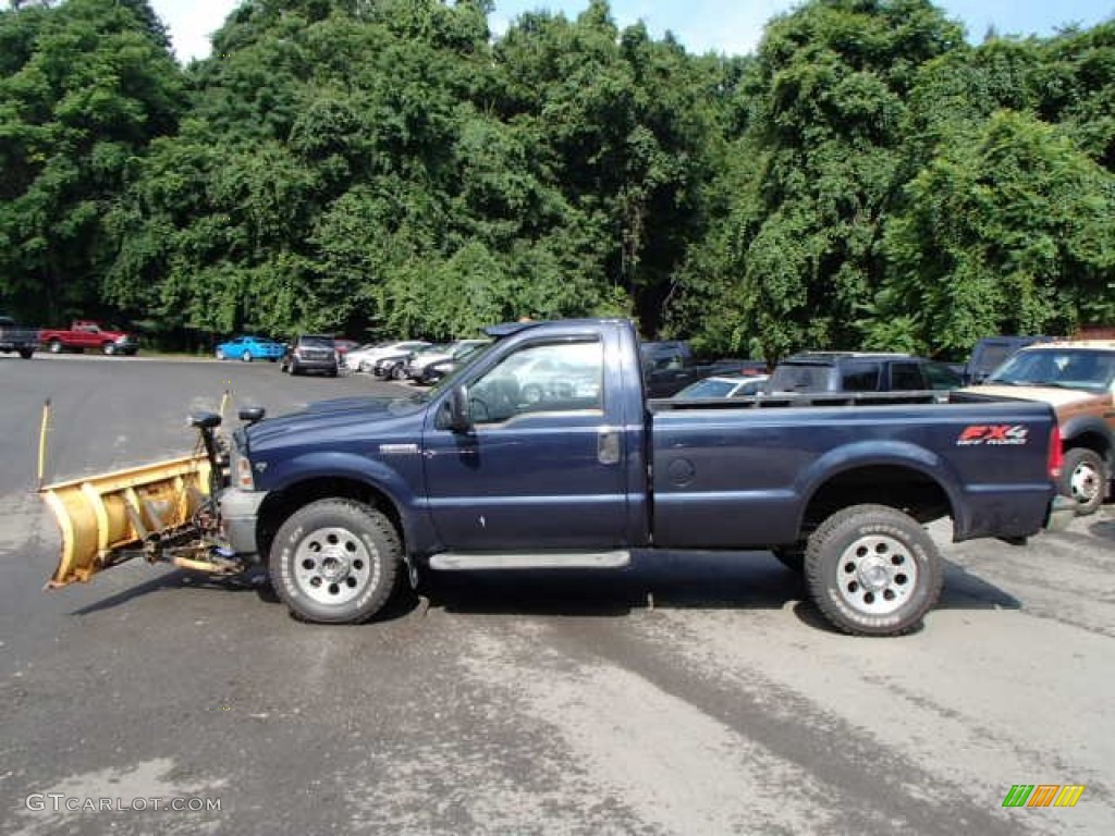 True Blue Metallic 2005 Ford F350 Super Duty XL Regular Cab 4x4 Plow Truck Exterior Photo #84110711