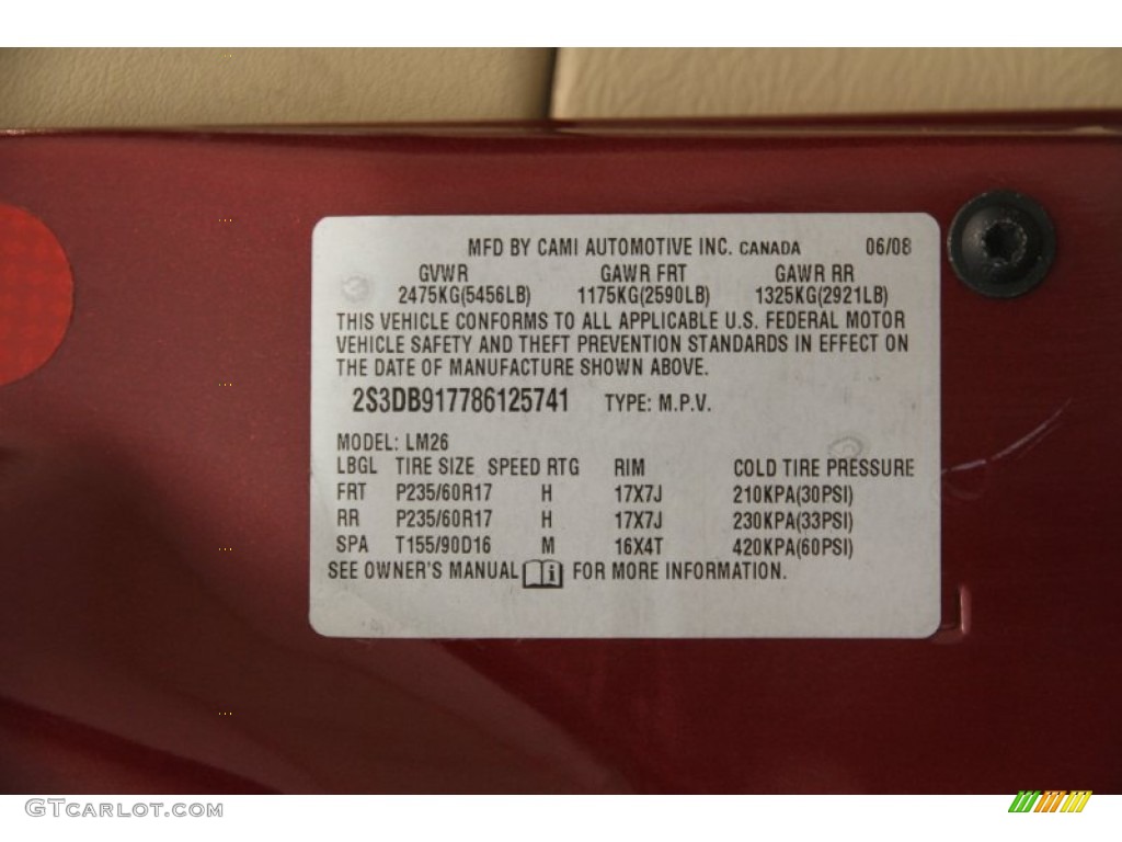 2008 XL7 Limited - Cranberry Red Metallic / Beige photo #35