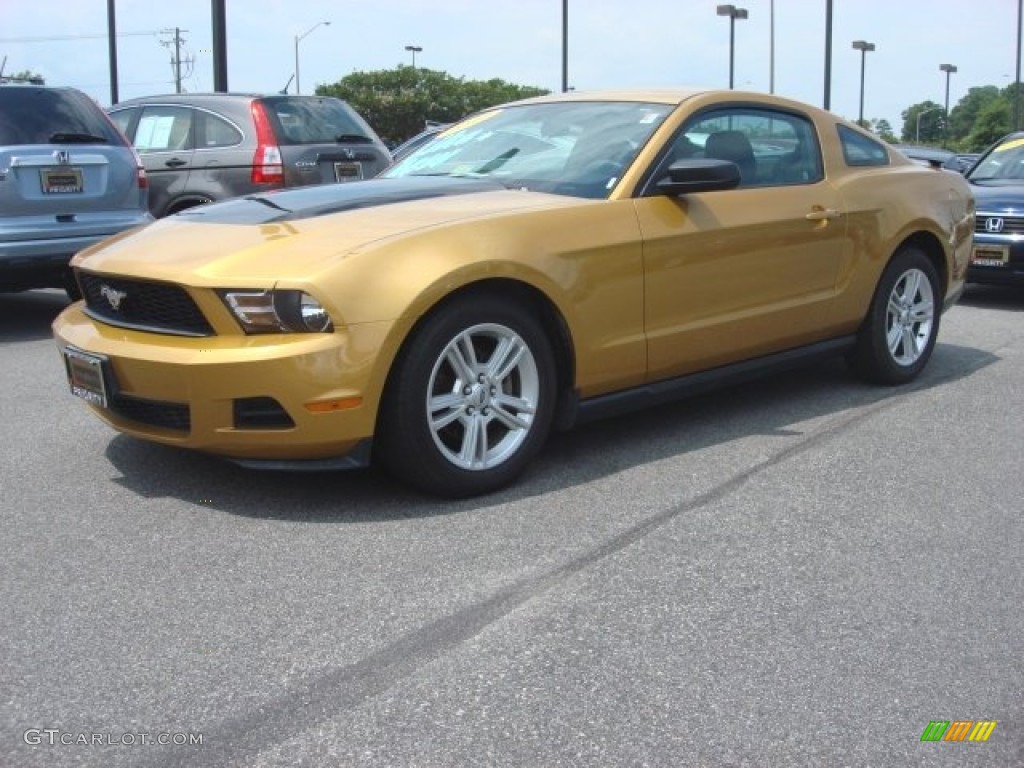 2010 Mustang V6 Coupe - Sunset Gold Metallic / Charcoal Black photo #2