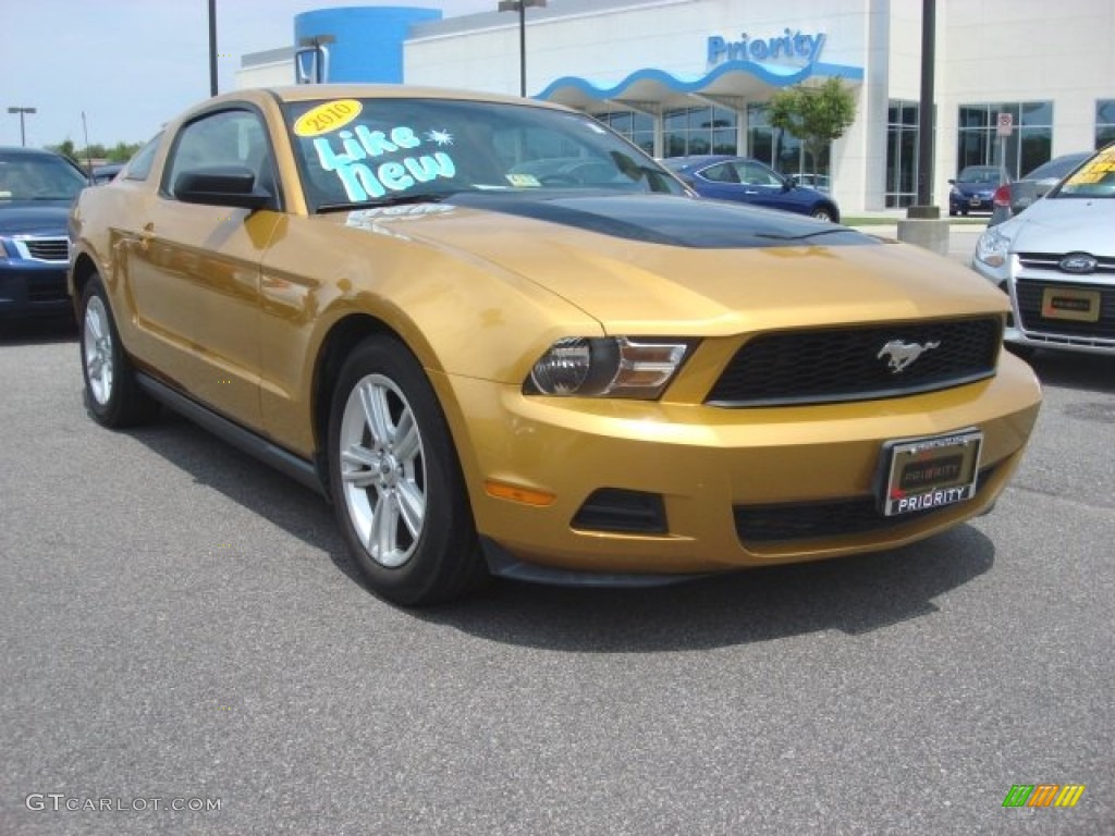 2010 Mustang V6 Coupe - Sunset Gold Metallic / Charcoal Black photo #7
