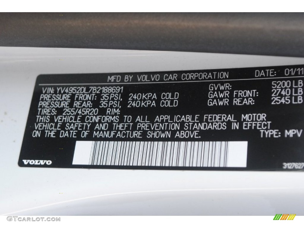2011 XC60 3.2 R-Design - Cosmic White Metallic / R Design Beige/Off Black Inlay photo #33