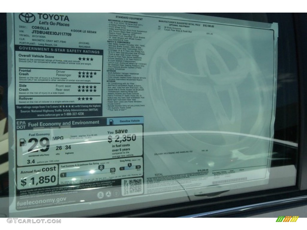 2013 Toyota Corolla LE Window Sticker Photo #84119537