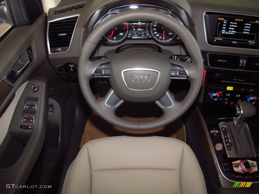 2014 Audi Q5 3.0 TFSI quattro Pistachio Beige Steering Wheel Photo #84128261