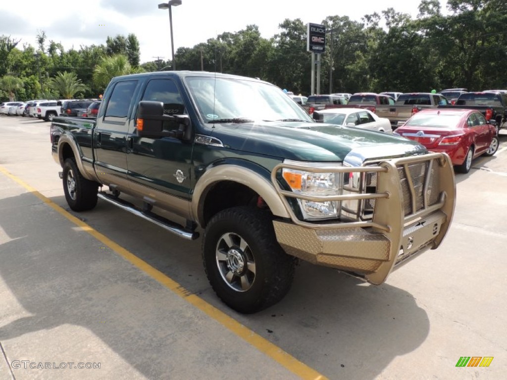 2011 F250 Super Duty Lariat Crew Cab 4x4 - Forest Green Metallic / Adobe Two Tone Leather photo #4