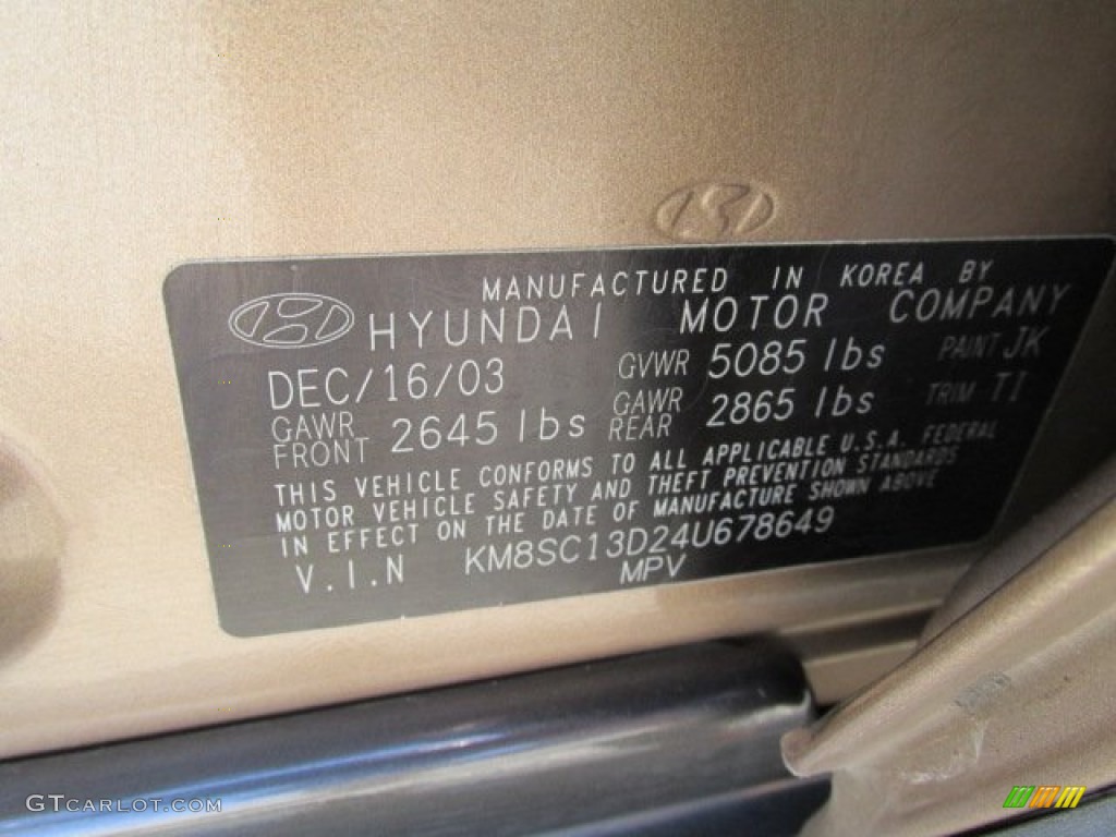 2004 Santa Fe GLS - Sandstone / Beige photo #19