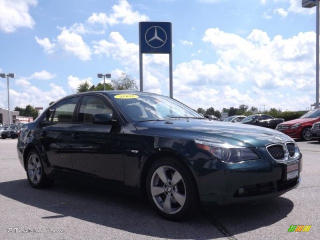 2007 5 Series 525xi Sedan - Deep Green Metallic / Beige photo #3