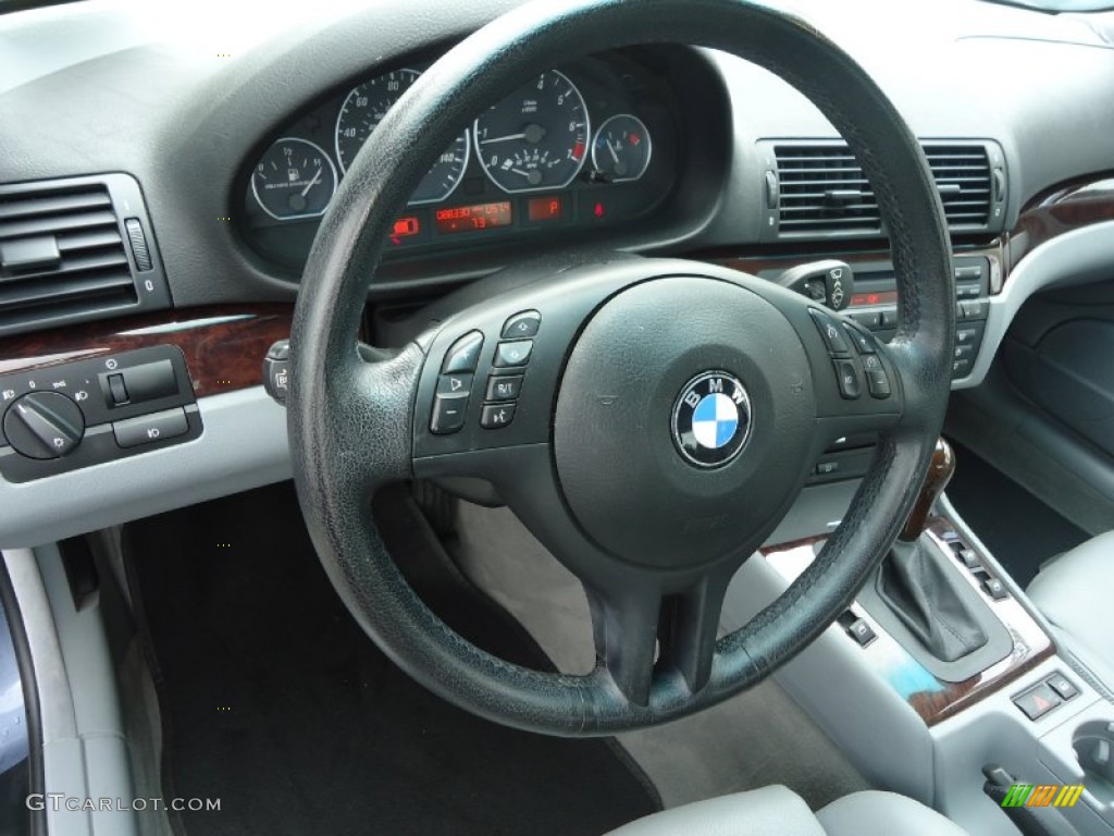 2005 BMW 3 Series 330i Coupe Grey Steering Wheel Photo #84148095