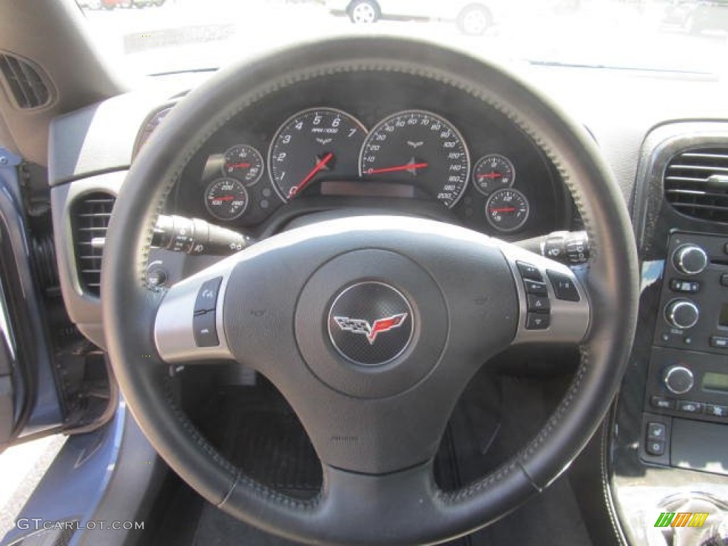 2011 Chevrolet Corvette Grand Sport Coupe Ebony Black Steering Wheel Photo #84151689