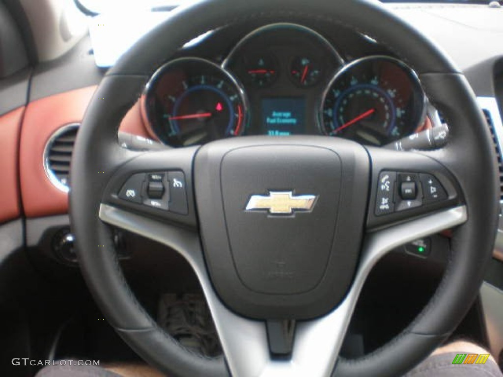 2012 Chevrolet Cruze LTZ/RS Jet Black/Brick Steering Wheel Photo #84151917