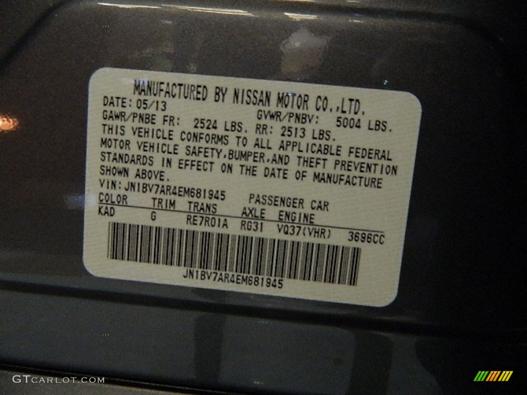 2014 Q Color Code KAD for Graphite Shadow Photo #84153012
