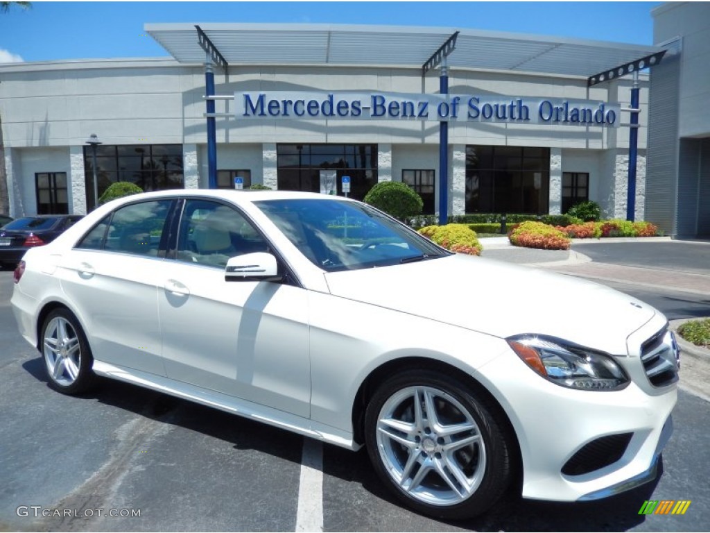 2014 E 350 4Matic Sport Sedan - Diamond White Metallic / Porcelain/Black photo #1