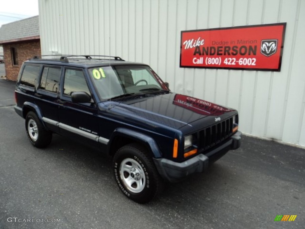 2001 Cherokee Sport 4x4 - Patriot Blue Pearlcoat / Agate photo #1