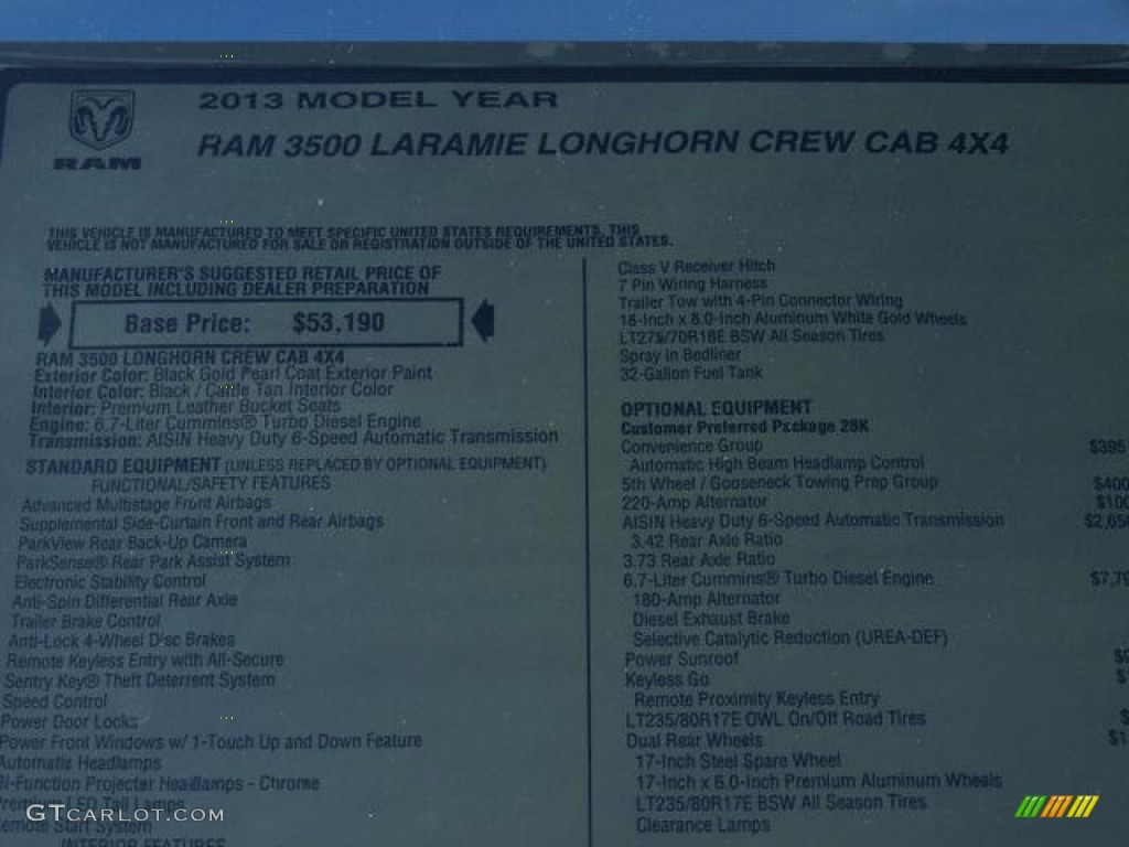 2013 3500 Laramie Longhorn Crew Cab 4x4 Dually - Black Gold Pearl / Black/Cattle Tan photo #9