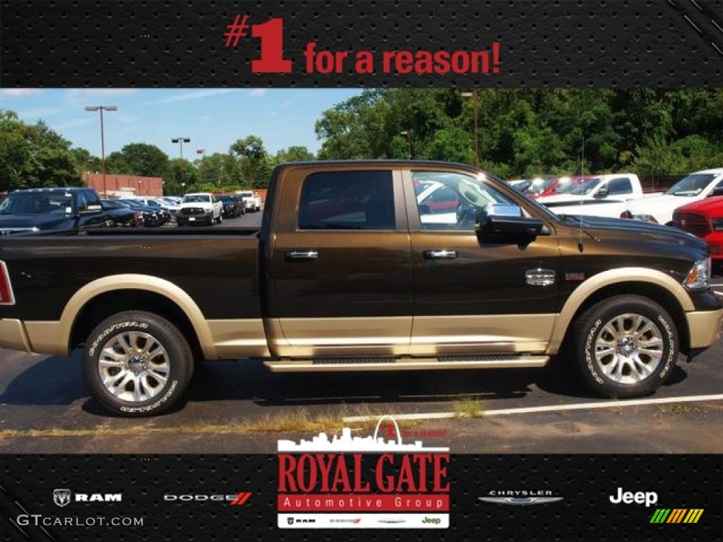 2013 1500 Laramie Longhorn Crew Cab 4x4 - Black Gold Pearl / Canyon Brown/Light Frost Beige photo #1
