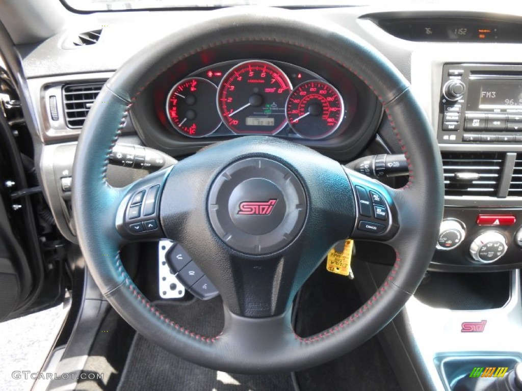 2011 Subaru Impreza WRX STi Limited STI Carbon Black Leather Steering Wheel Photo #84161850