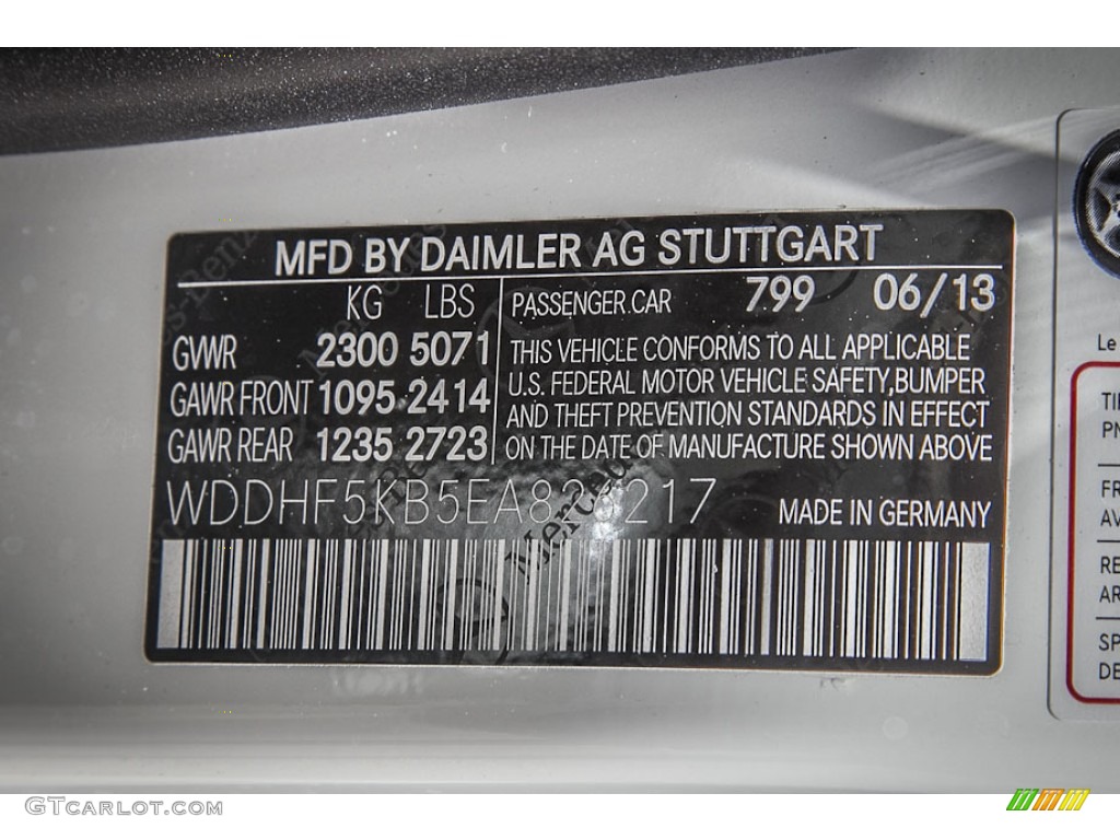 2014 E Color Code 799 for Diamond White Metallic Photo #84165264