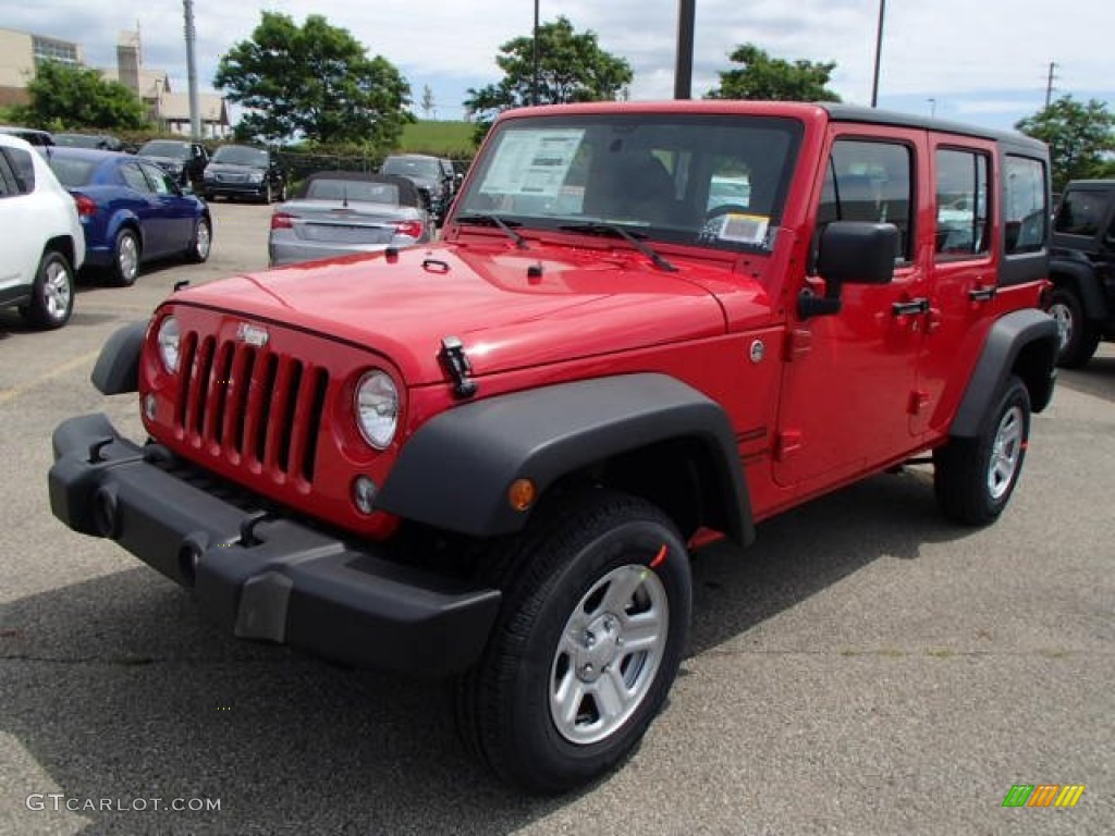 Flame Red 2014 Jeep Wrangler Unlimited Sport 4x4 Exterior Photo #84166788