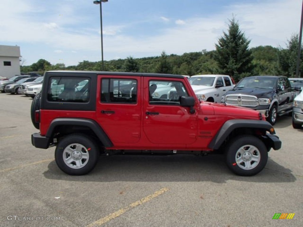 Flame Red 2014 Jeep Wrangler Unlimited Sport 4x4 Exterior Photo #84166860