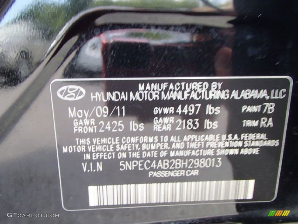 2011 Sonata Limited 2.0T - Midnight Black / Gray photo #20