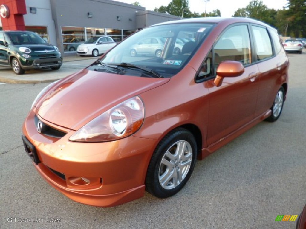 Blaze Orange Metallic 2008 Honda Fit Sport Exterior Photo #84172998