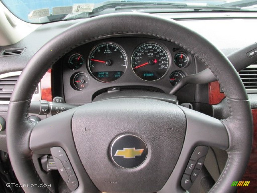 2011 Chevrolet Silverado 1500 LTZ Extended Cab 4x4 Ebony Steering Wheel Photo #84173286