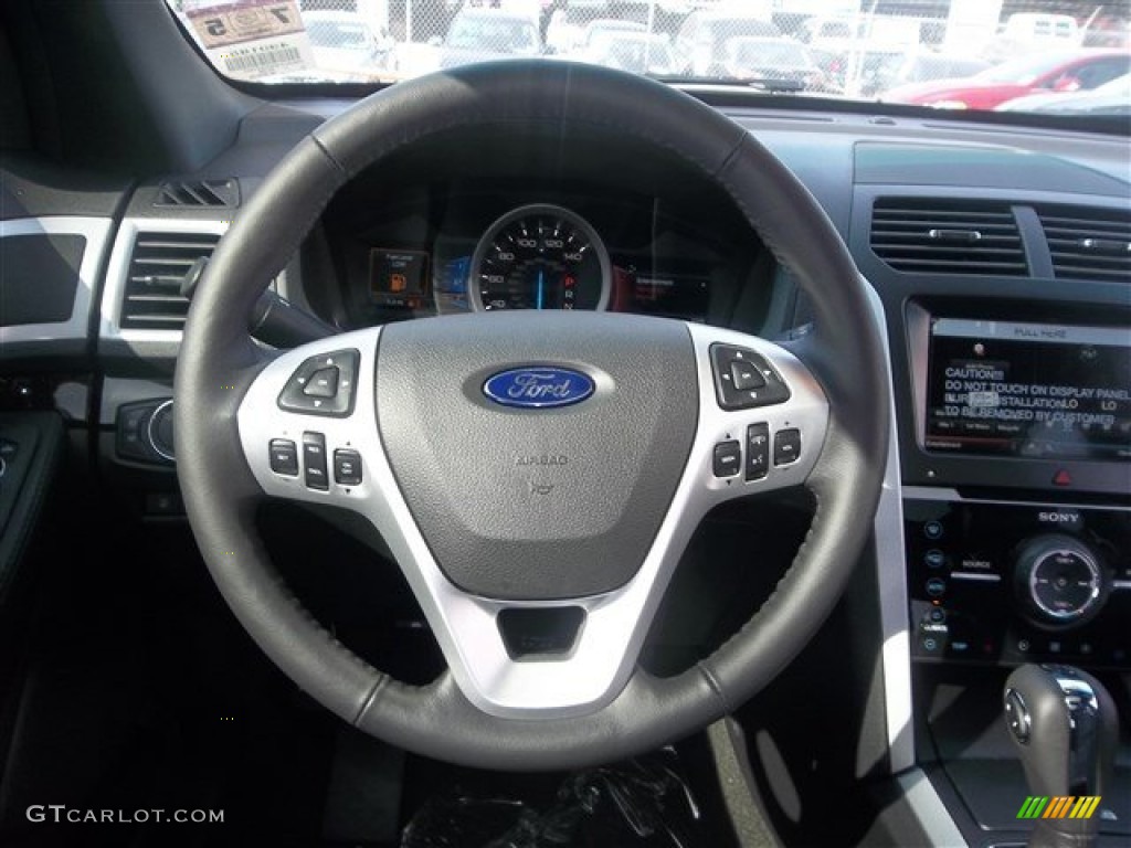 2014 Ford Explorer Limited Charcoal Black Steering Wheel Photo #84173406