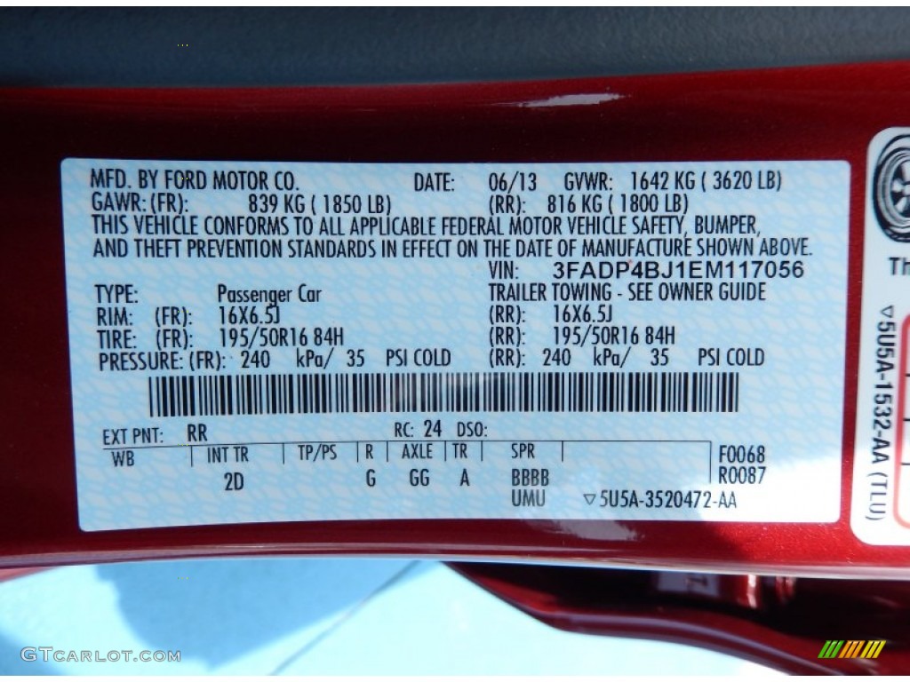 2014 Fiesta Color Code RR for Ruby Red Photo #84173733
