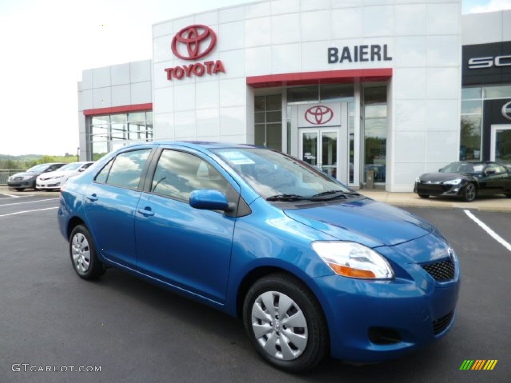 2010 Yaris Sedan - Blue Streak Metallic / Dark Charcoal photo #1