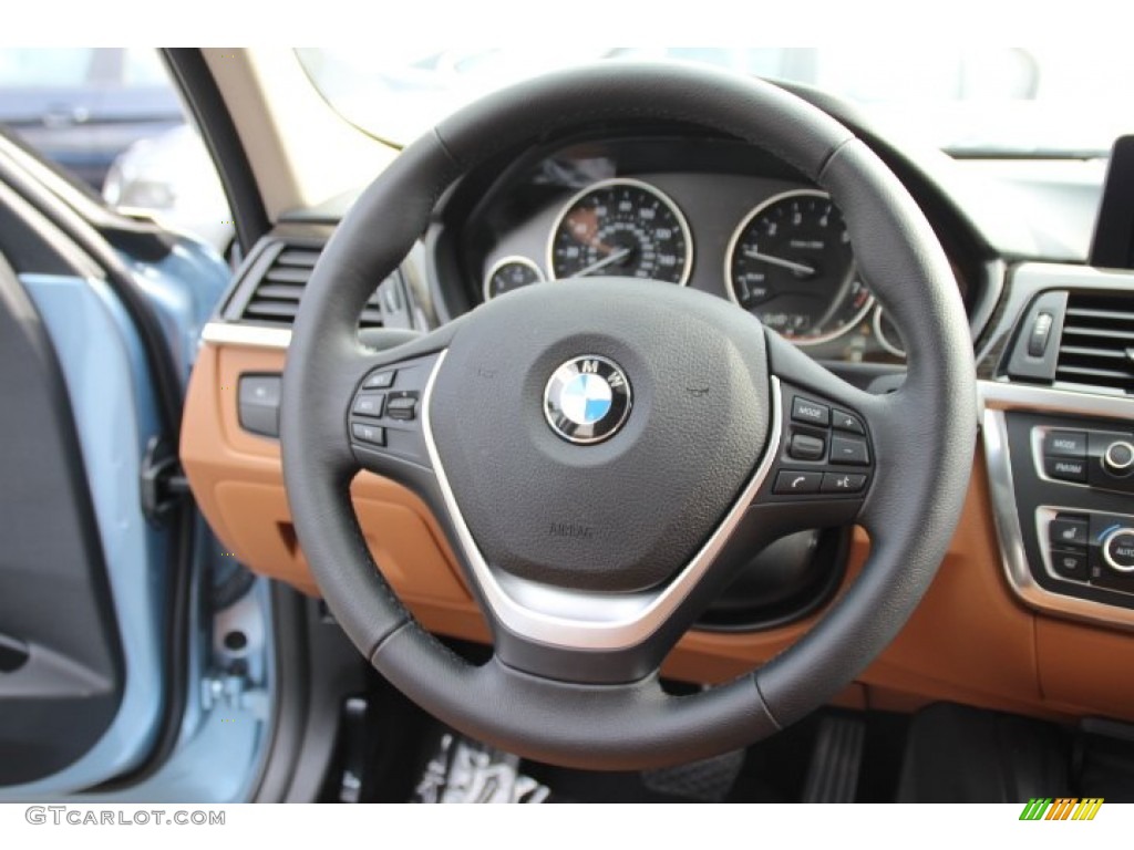 2013 BMW 3 Series 328i Sedan Saddle Brown Steering Wheel Photo #84179760
