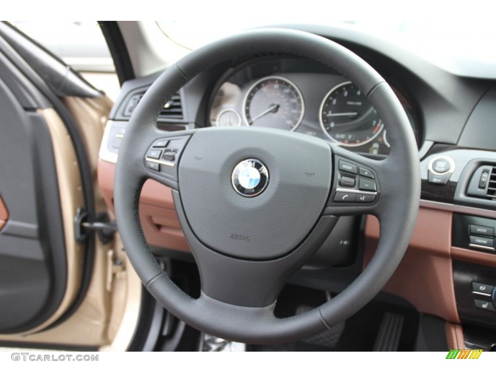 2013 BMW 5 Series 528i Sedan Cinnamon Brown Steering Wheel Photo #84180774