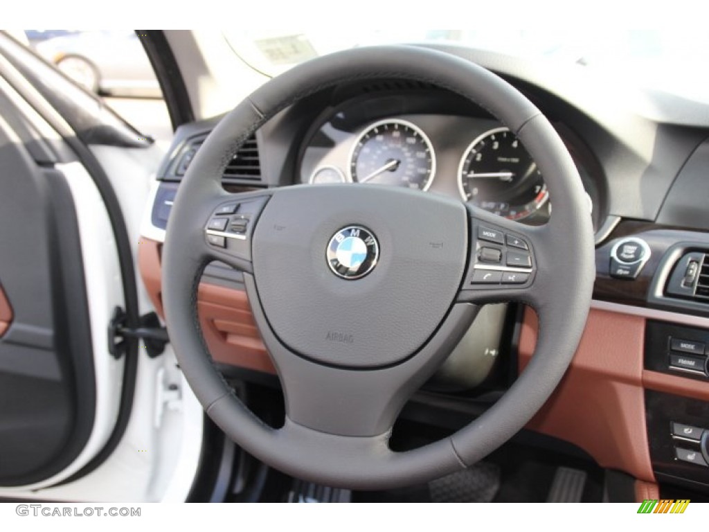 2013 BMW 5 Series 528i Sedan Cinnamon Brown Steering Wheel Photo #84182892