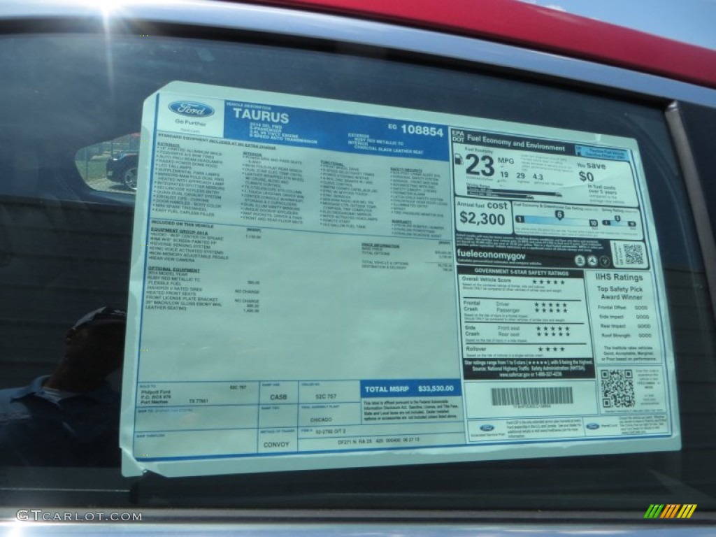 2014 Ford Taurus SEL Window Sticker Photo #84184005