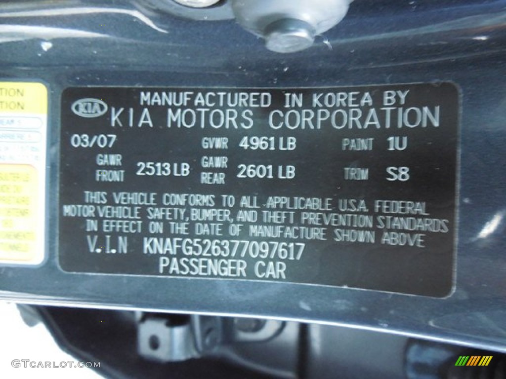 2007 Kia Rondo LX V6 Color Code Photos