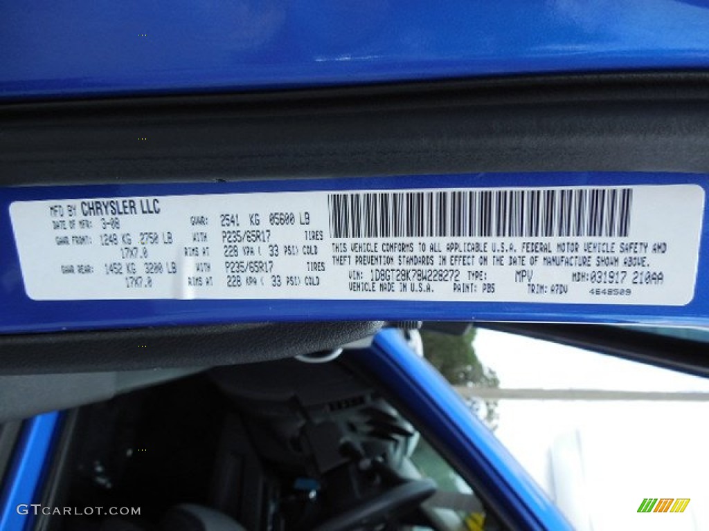 2008 Nitro SXT - Electric Blue Pearl / Dark Slate Gray/Light Slate Gray photo #24