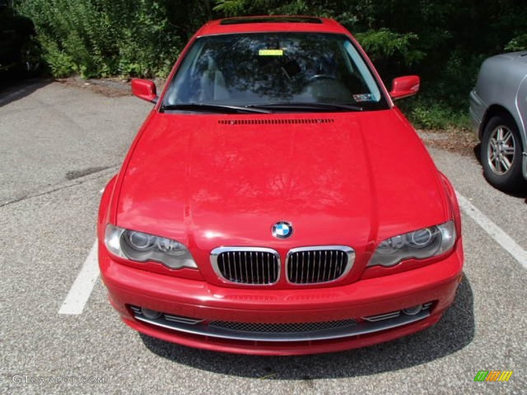 2002 3 Series 330i Coupe - Electric Red / Black photo #2