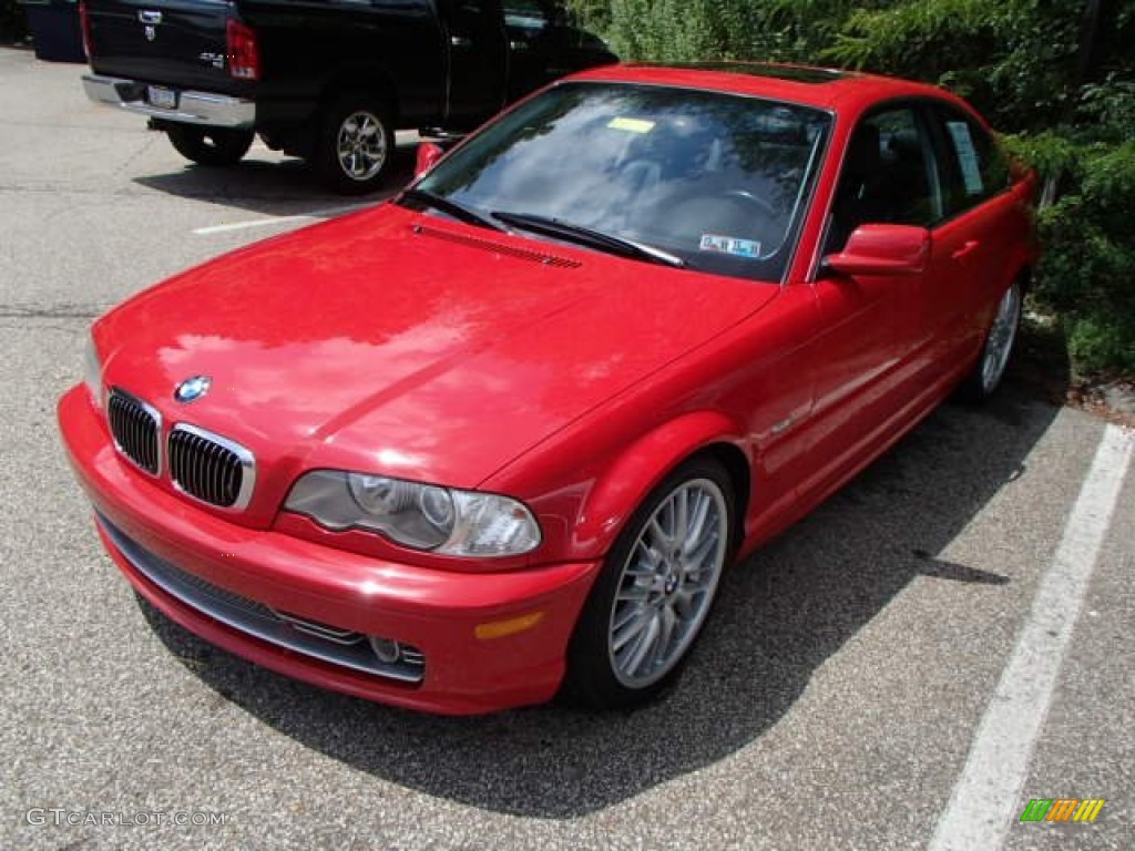 2002 3 Series 330i Coupe - Electric Red / Black photo #3