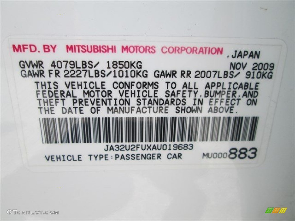 2010 Lancer ES - Wicked White Metallic / Black photo #11