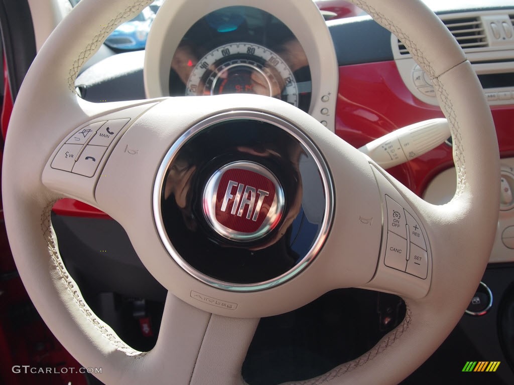 2012 Fiat 500 Pop Tessuto Rosso/Avorio (Red/Ivory) Steering Wheel Photo #84208646