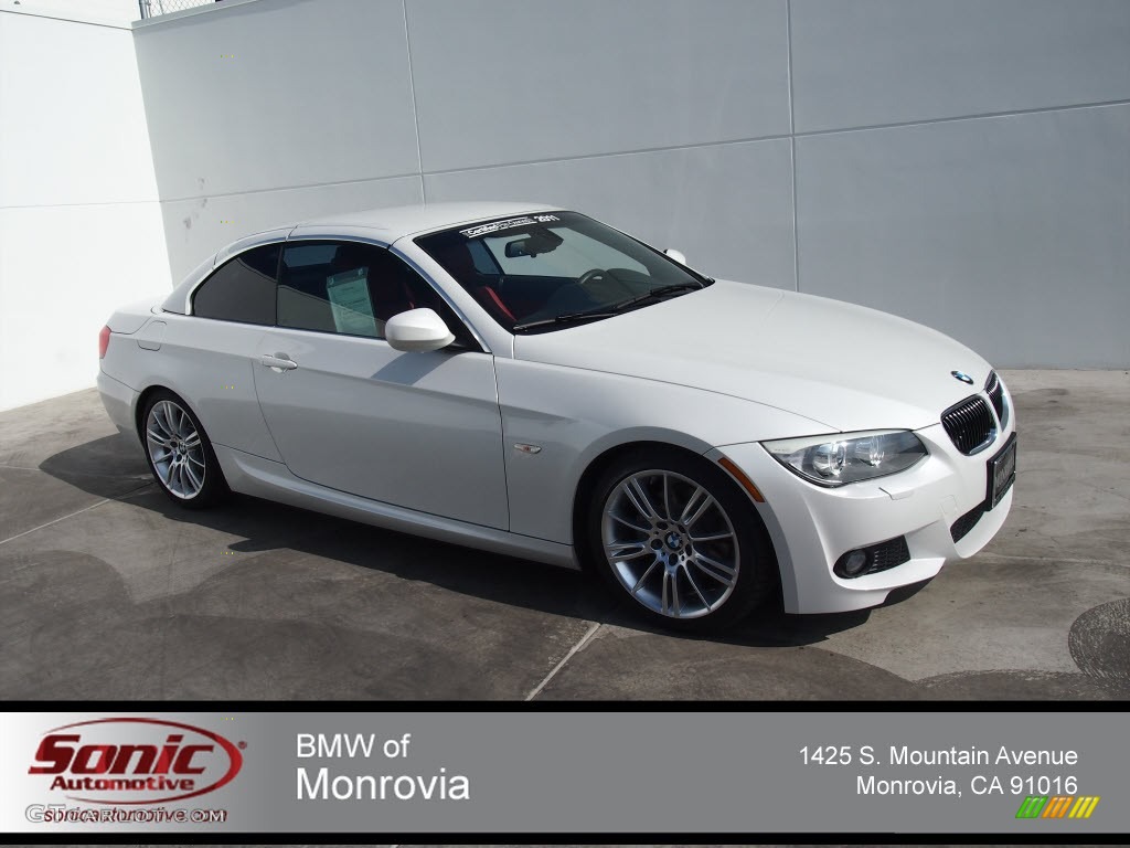 2011 3 Series 328i Convertible - Mineral White Metallic / Coral Red/Black Dakota Leather photo #1