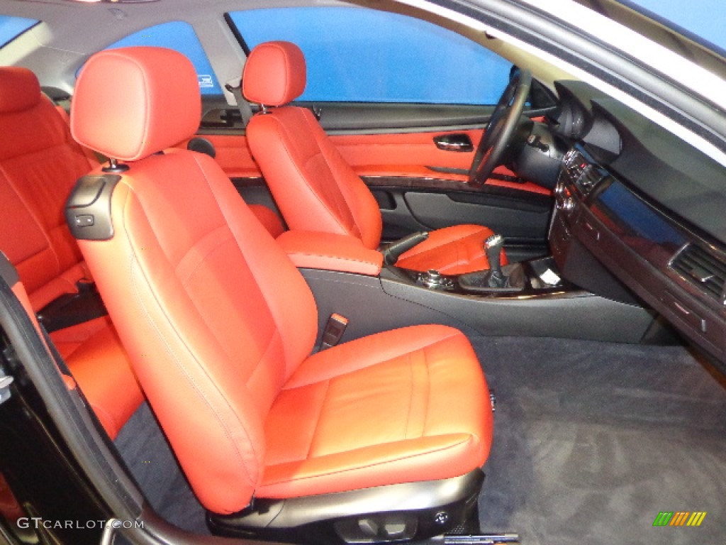 2011 3 Series 335i xDrive Coupe - Jet Black / Coral Red/Black Dakota Leather photo #23