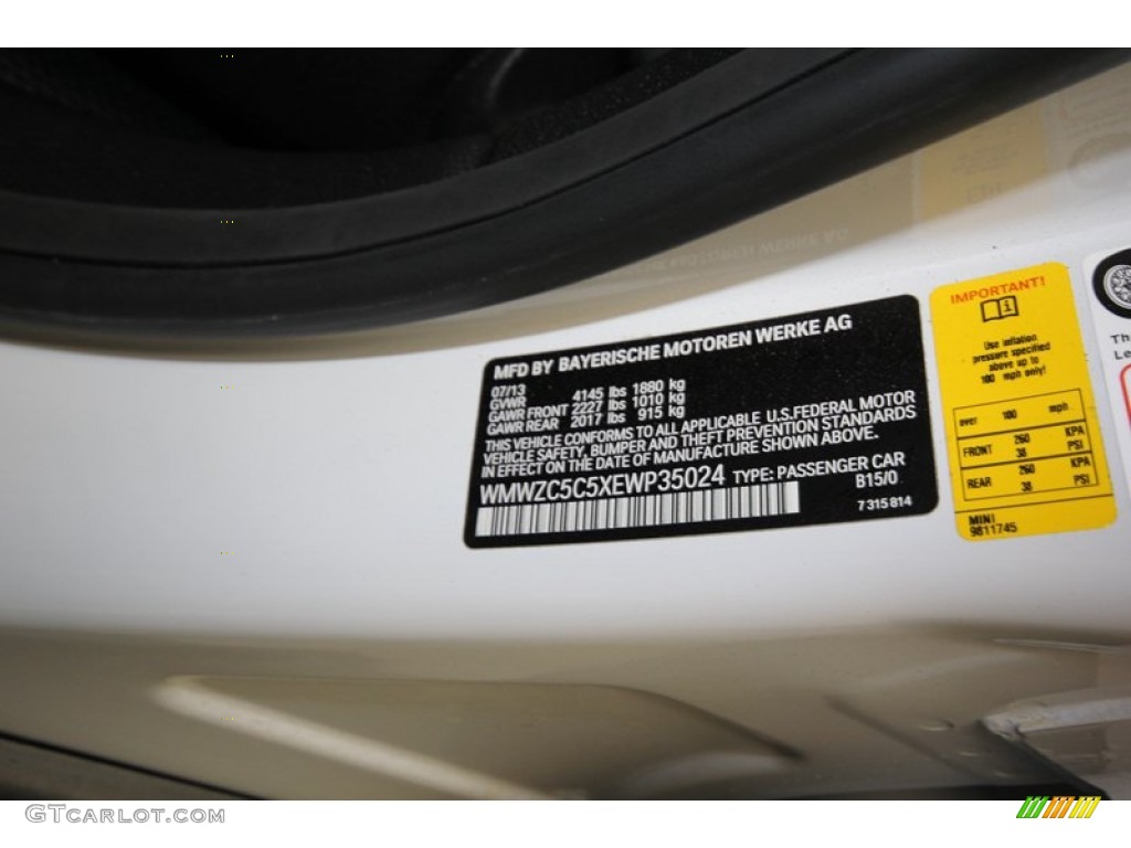 2014 Cooper Color Code B15 for Light White Photo #84219512