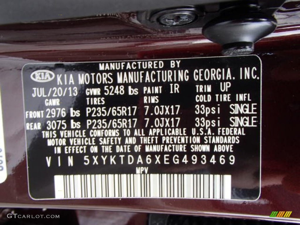 2014 Sorento Color Code IR for Dark Cherry Photo #84220265