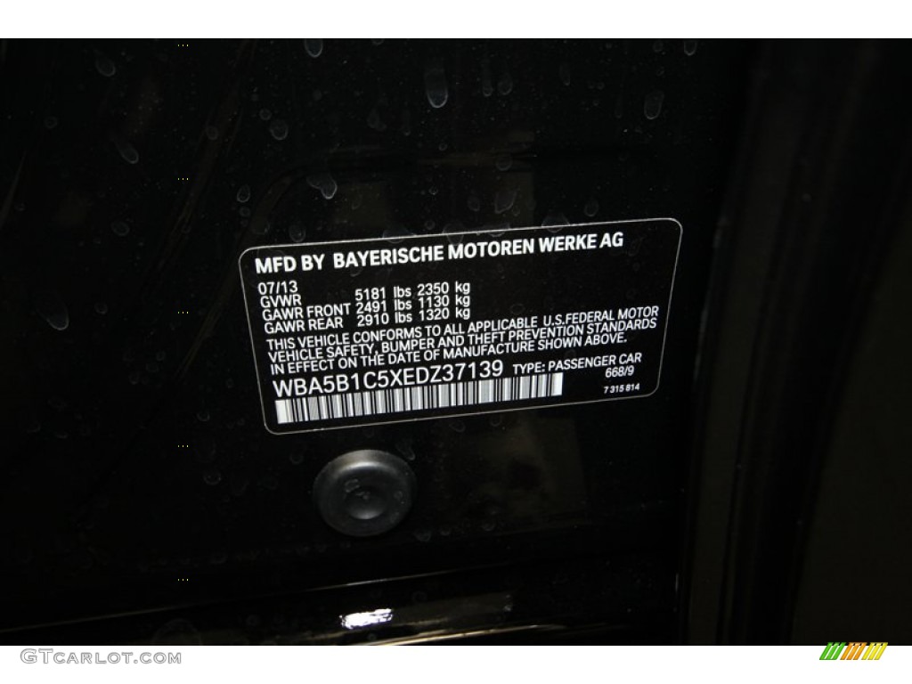 2014 5 Series Color Code 668 for Jet Black Photo #84222176