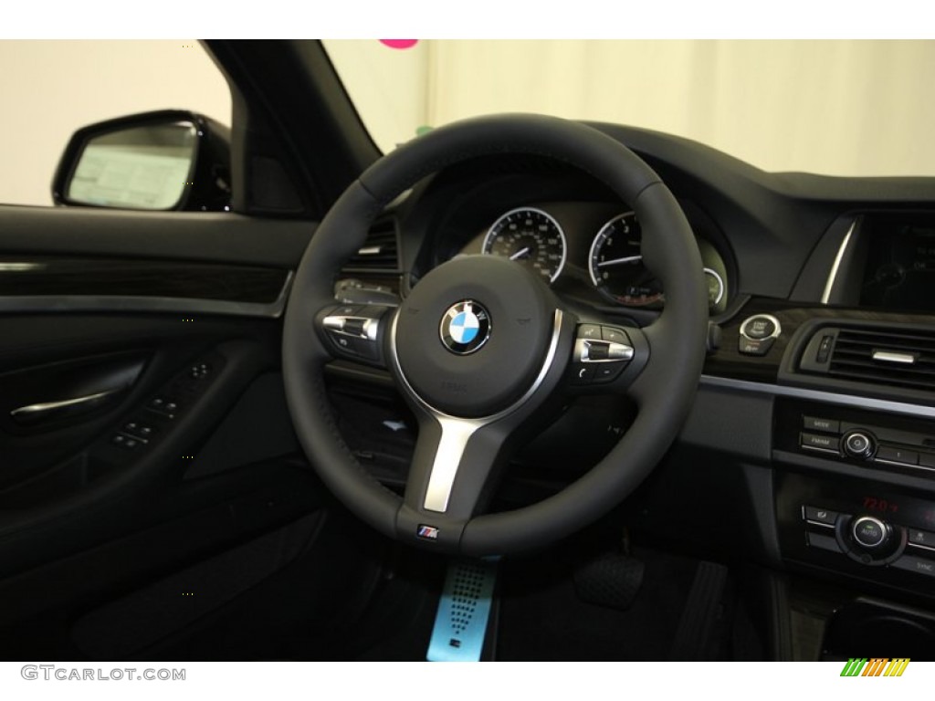 2014 BMW 5 Series 535i Sedan Black Steering Wheel Photo #84222950