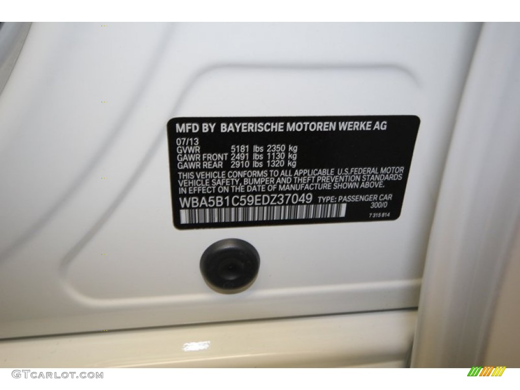 2014 5 Series Color Code 300 for Alpine White Photo #84223234