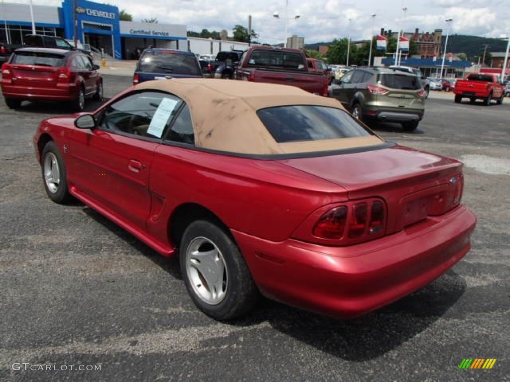 1996 Mustang V6 Convertible - Laser Red Metallic / Beige photo #6