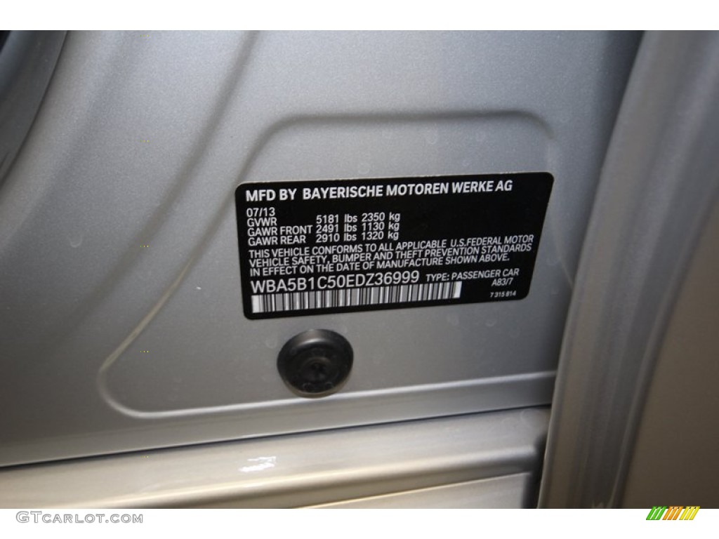 2014 5 Series Color Code A83 for Glacier Silver Metallic Photo #84224924