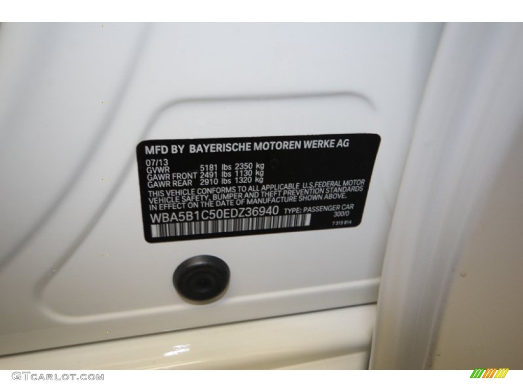 2014 5 Series Color Code 300 for Alpine White Photo #84225710
