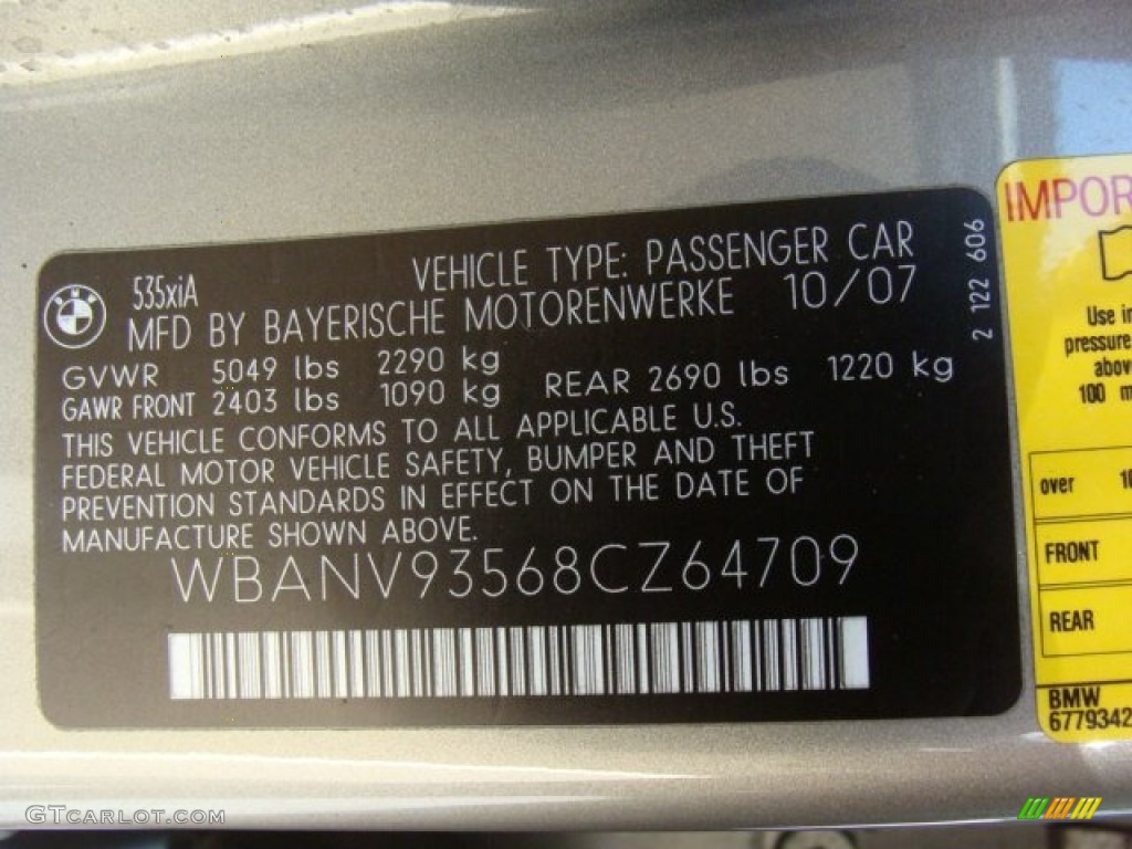 2008 5 Series 535xi Sedan - Platinum Bronze Metallic / Cream Beige Dakota Leather photo #31