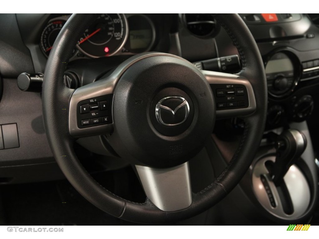 2012 Mazda MAZDA2 Touring Black w/Red Piping Steering Wheel Photo #84229254